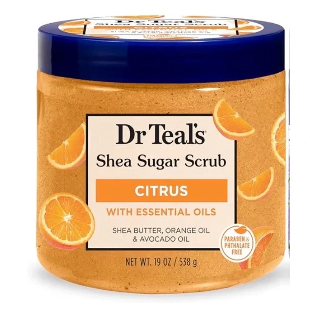 Dr Teal's Shea Sugar Scrub Unisex 19oz Orange New Citrus Vitamin C‎ Exfoliating